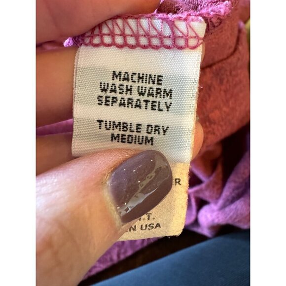 Cut Loose Dress‎ Women Large Pink Mauve Lace Like Pattern Long Sleeve Mini Boho - Picture 8 of 9